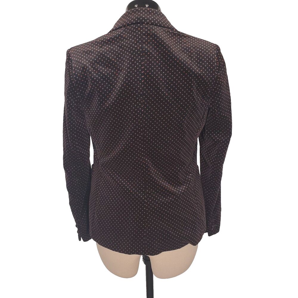 Vintage Chaus Women’s Blazer Size 8 Black Orange Polka Dot Cotton Velvet Pockets - Picture 3 of 11